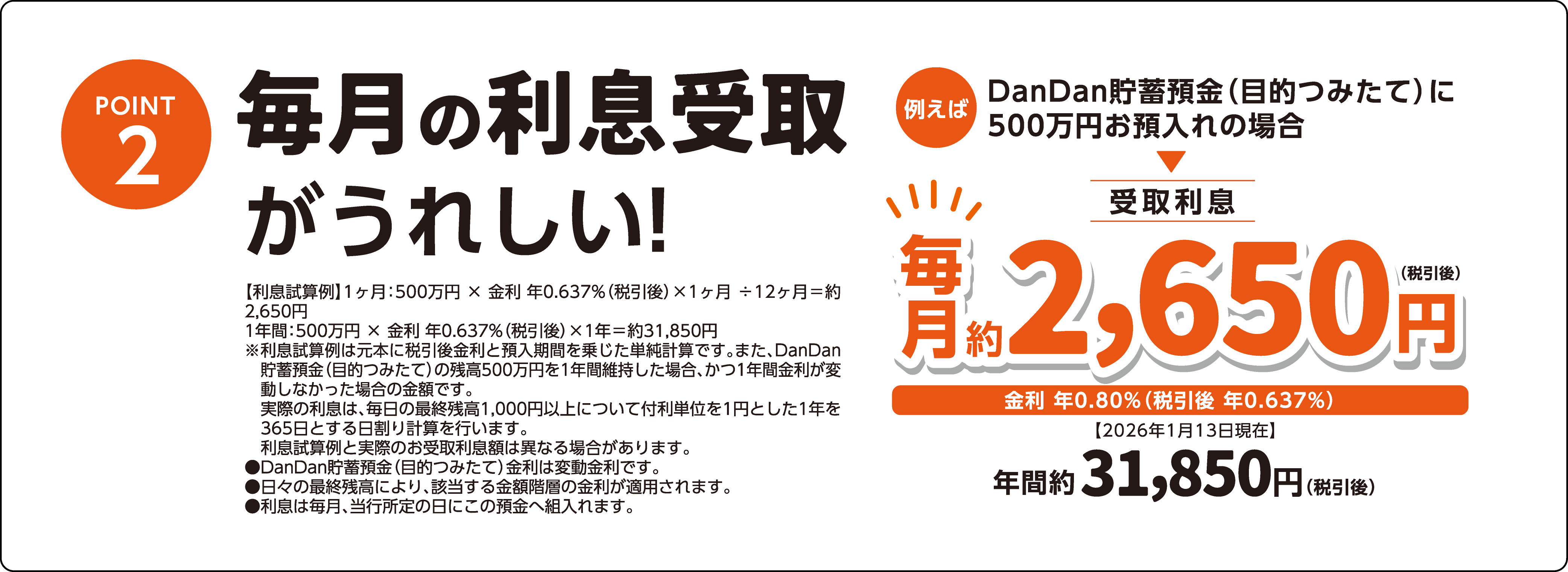 Point 02 毎月の利息受取がうれしい！