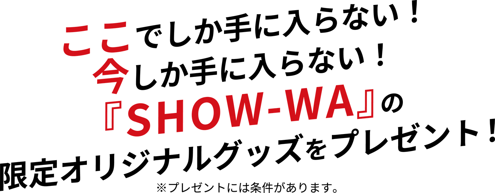 ここでしか手に入らない！今しか手に入らない！『SHOW-WA』の限定オリジナルグッズをプレゼント！ ※プレゼントには条件があります。