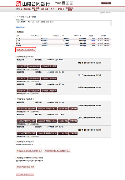 [BGC001]外貨預金メニュー画面