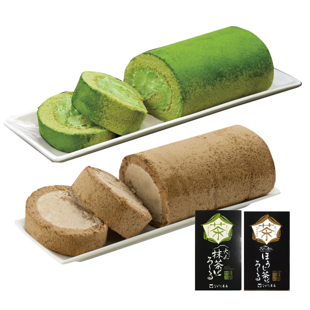 大山の香り 純生ロールケーキセット(抹茶・ほうじ茶)