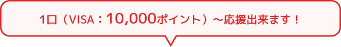 1口（VISA：10,000ポイント）～応援出来ます！